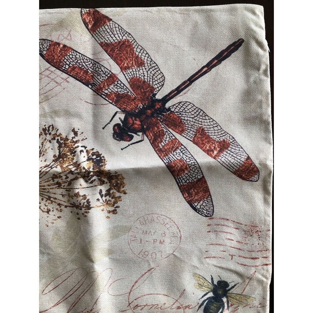 Set of 5 NWOT Dragonfly Honey Bee 20"x20" Pillow Covers Printed On Both Sides